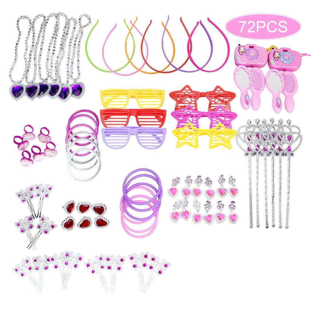 72Pcs/Set Princess Pretend Jewelry Necklace Fairy Wand Girl Dress up Play Toy