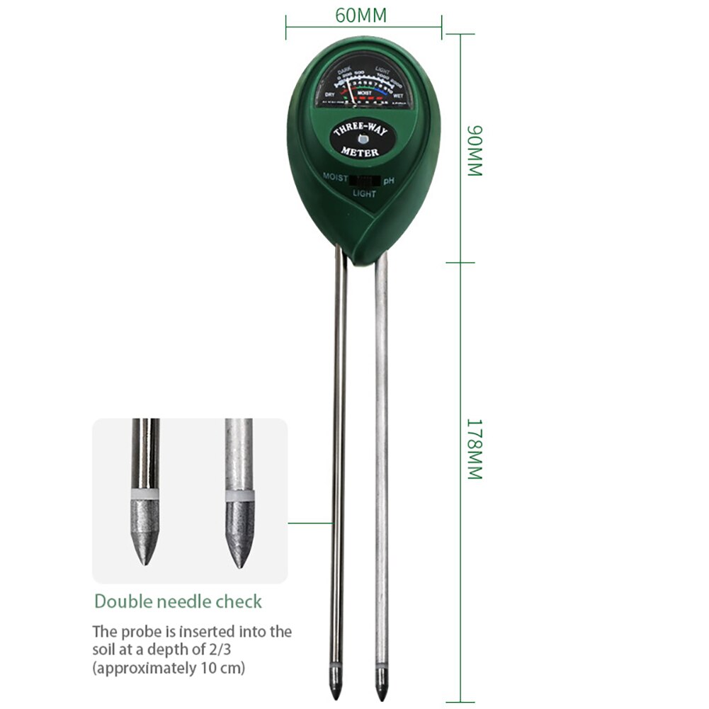 3 in 1 Digital Soil Moisture Meter Analysis PH Tester Garden Detector Hygrometer Light Detector Acidity PH Moisture Meter