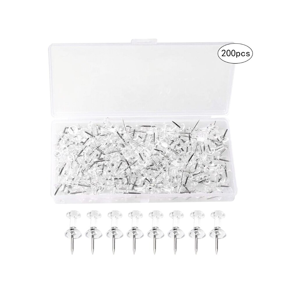 200 Stks/doos Rose Goud Zilver Push Pins Nagels Punaise Board Pins Tekening Foto Muur Studs Bevestigingsmiddelen Met Opbergdoos: Silver