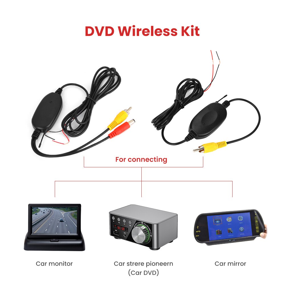AOSHIKE 2.4GHZ Vehicle Camera RCA Wireless Transmitter Receiver for Rear Reversing Camera Monitor DC12V Rear View Camera: work with Display