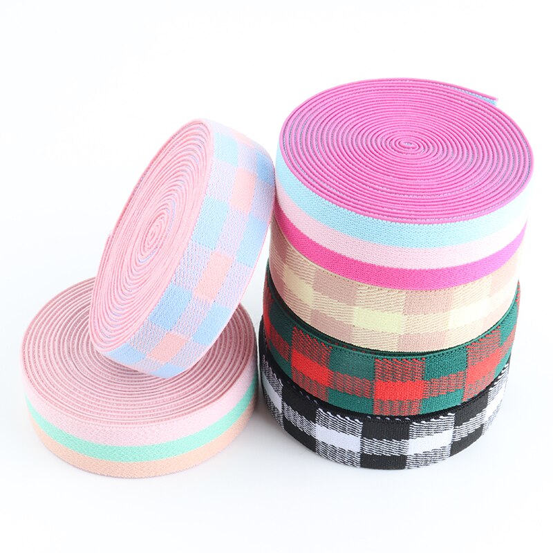 25mm elastische band rooster print patroon rubber band kleding tassen huishoudtextiel naai accessoires doe-het-zelf 1 meter