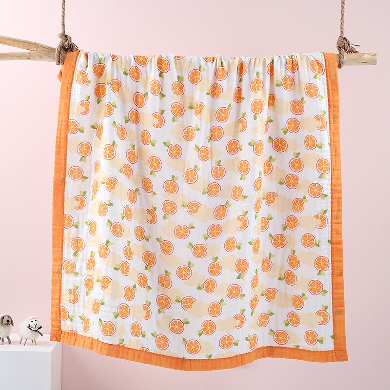 110*110cm Baby Decke 6 Schichten Super Weiche Baumwolle Musselin Decke Wickeln Atmungsaktive Kleinkind freundlicher freundlicher Baby Decke Blick: Orange
