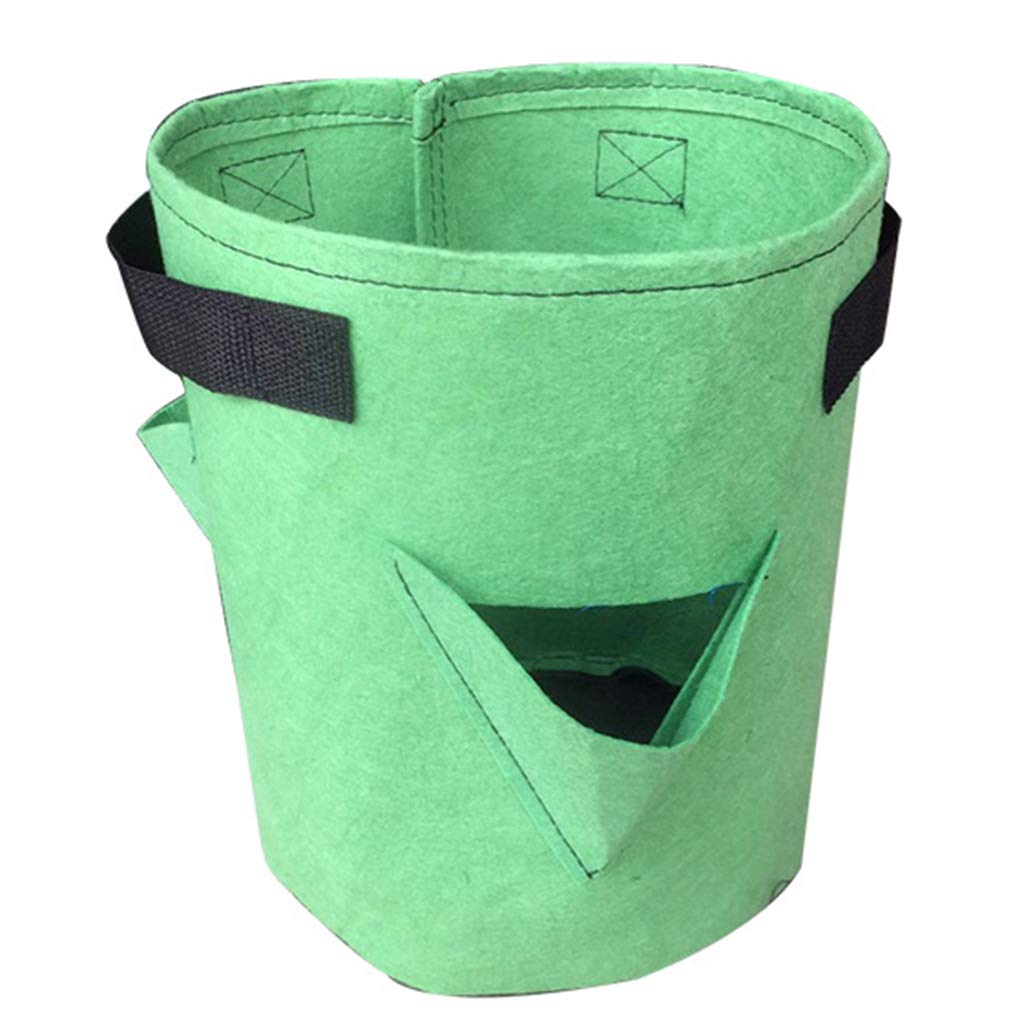 Garden Outdoor Planting Grow Bag Strawberry Vertical Flower Herb Pouch Root Breathable Vegetable Round Reusable Pot Planter: Green 8 Pockets