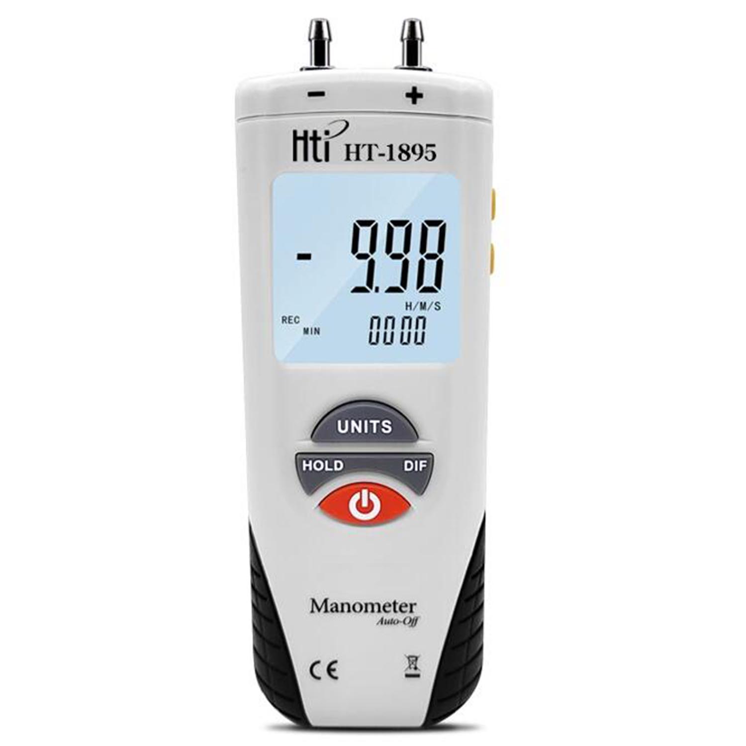 HTI HT-1895 Handheld Proable Digitale Manometer Luchtdrukmeter Differentiële Manometer Gasdruk Tester LCD Display
