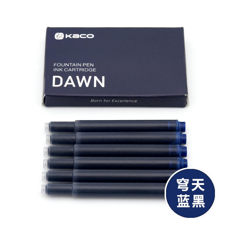 Pluma estilográfica negra Kaco con cartucho de tinta, pluma de plástico para escribir material escolar y de oficina,: Dark blue ink Cartri