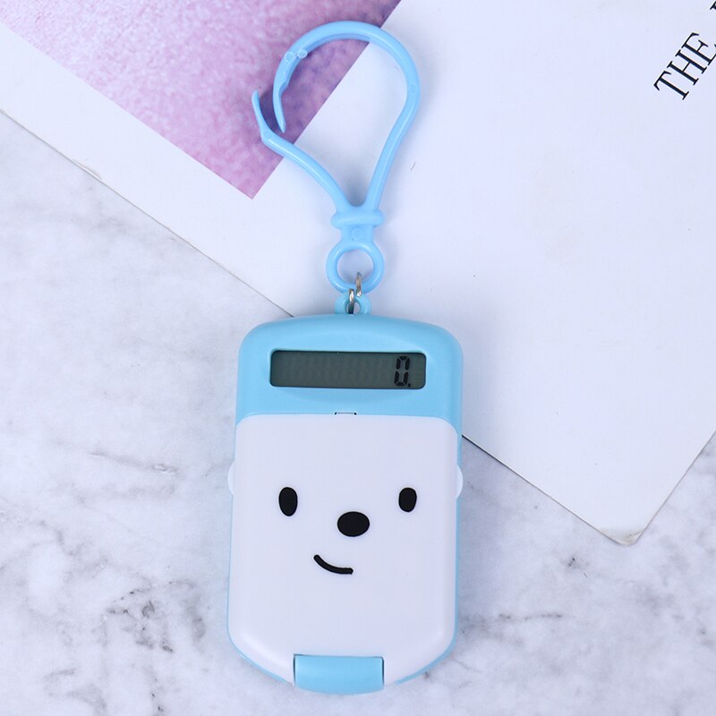 Kawaii mini lommeregner bærbar ciffer lommeregner 8 display tegneserie søde nøglering lommeregner kontorartikler lommestørrelse: Blå
