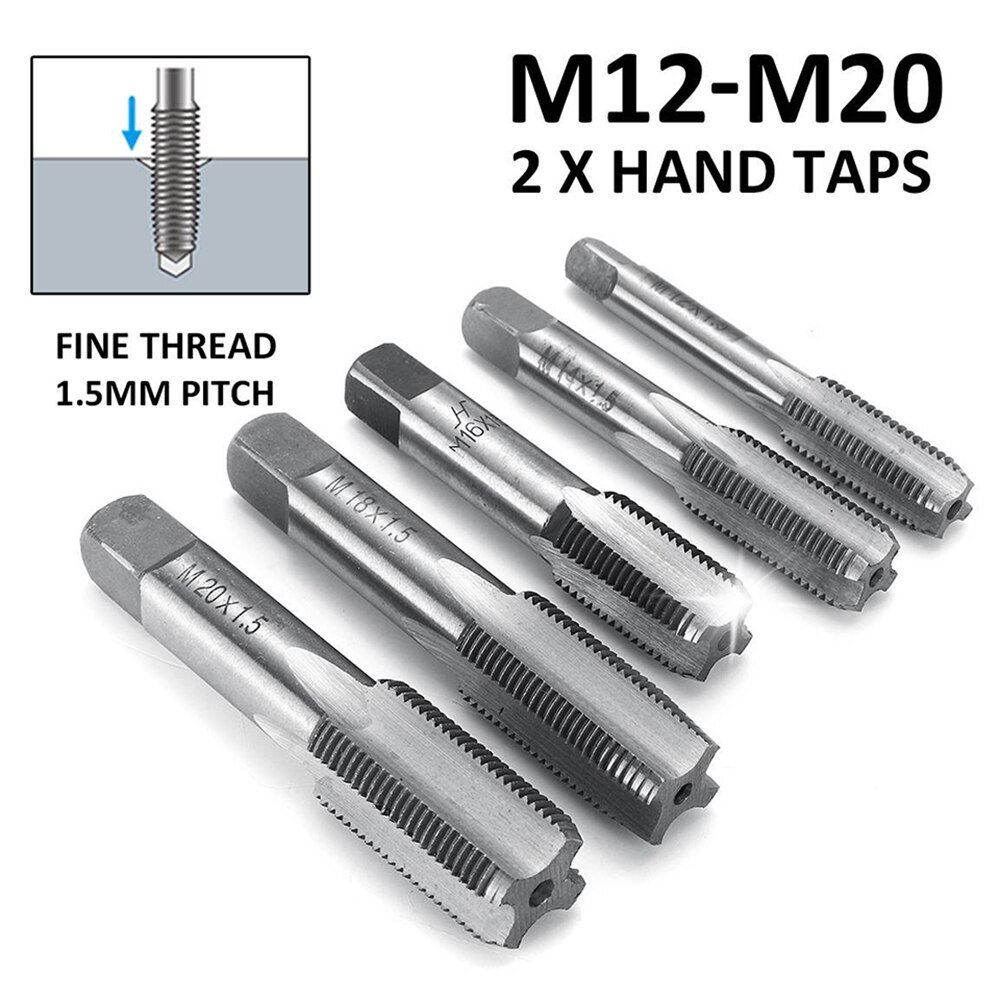 1 Pair HSS Thread Hand Taps Straight Fluted Fine Thread Metric Tap Die Set Hand Threading Tool M12 M14 M16 M18 M20 Household