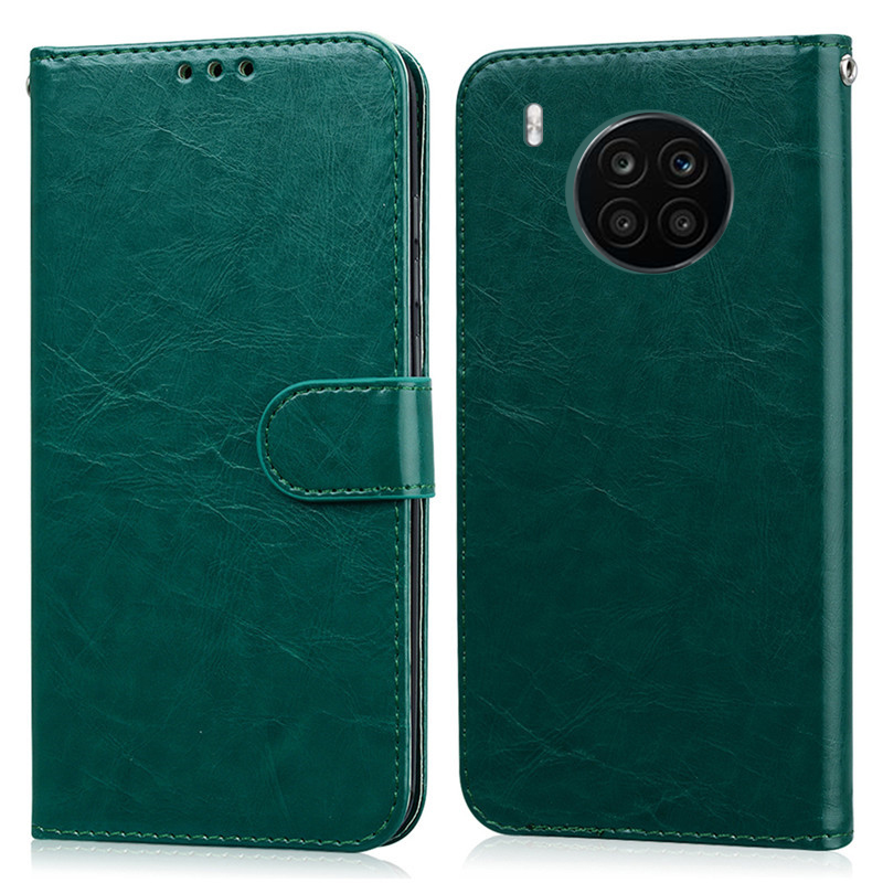 Telefoon Geval Voor Huawei Nova 8i Case Etui Flip Portemonnee Lederen Stand Book Case Op Voor Huawei Nova 8i Case magnetische Kaart Hoesje Tassen: Dark Green