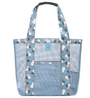 Mesh schoudertas boodschappentas dames reis grote strandtas: Hemelsblauw