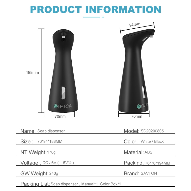 Savton Intelligente Automatische Zeepdispenser Inductie Kinderen Hand Wasmachine Voor Keuken Badkamer Slimme Dispenser