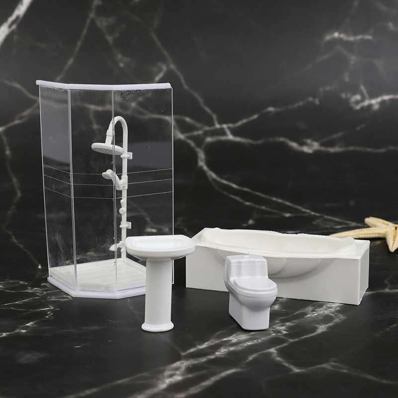 Ensemble de salle de bain Miniature pour maison de poupée 1:25, salle de douche, toilettes, baignoire, évier, modèle jouet, Mini accessoires pour maison de poupée