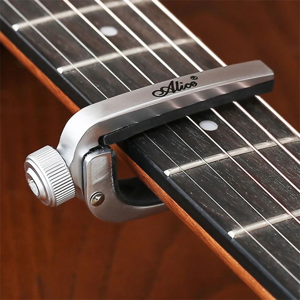 Alice Guitar Capo Adjustable Roller Metal Perfect Quick Change Tune for Electric Acoustic Guitar, Bass, Violin, and Ukulele: Silver
