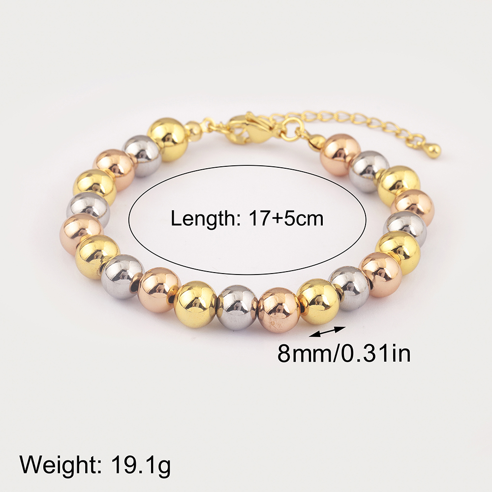 AIBEF-pulsera clásica Simple de cuentas redondas de cobre para mujer, brazalete ajustable de Color dorado/plateado/rosa, accesorios de joyería, de cumpleaños