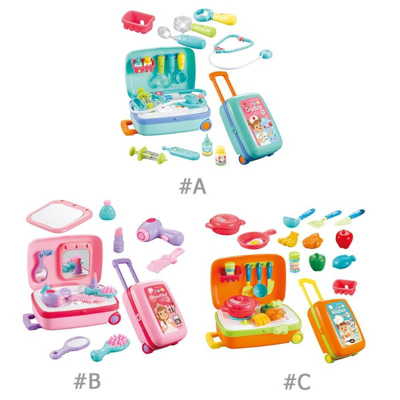 1 Set Draw-Bar Box Children Pretend Play Doctor Kitchen Makeup Plastic Toy