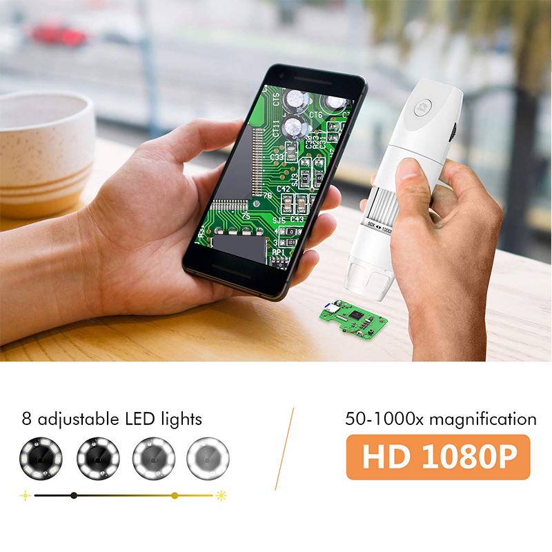 1000x WiFi Digital Microscope inskam316 Portable HD 1080P USB Microscope Camera with Snake-Tube Bracket SwitchFor IOS Android PC