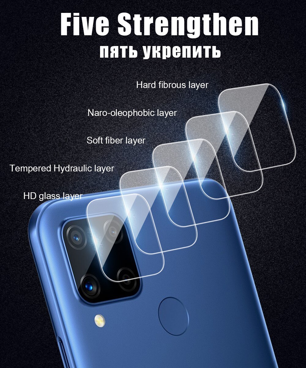 Cámara de lente para OPPO Realme C25 C3 C3i C12 C15 C17 película protectora Protector de pantalla trasero de vidrio templado claro