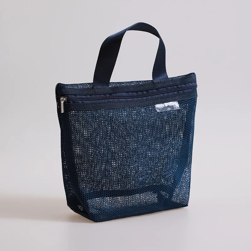 Mesh Makeup Toiletry Storage Bags Handbags Portable Travel Washing Body Shower Tools Organizer Hanging Cosmetic Organizer Pouch: Beige