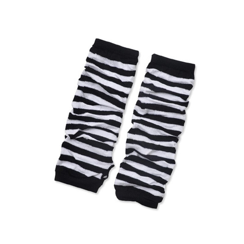 Gants longs unisexes sans doigts, Cosplay, Anime, gothique, chauffe-bras, en tricot, poignet, coude, mitaines, vêtements, accessoires: black and white