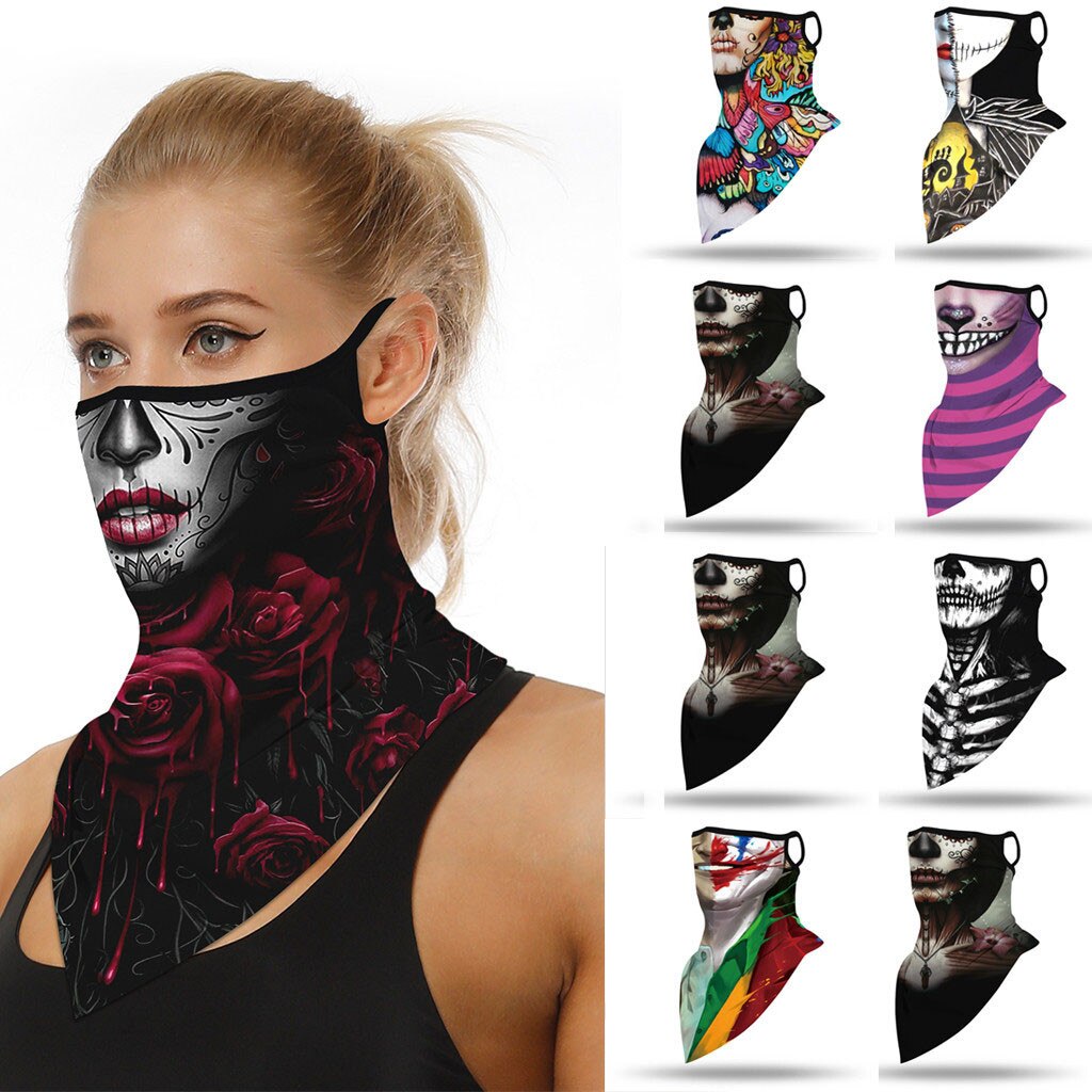 Gezichtsmasker Outdoor Print Naadloze Oor Masker Voor Gezicht Sport Sjaal Neck Tube Gezicht Rijden Masker Halloween Masker Mascarillas