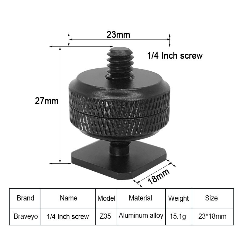 Tornillos de montaje de zapata para cámara, tornillo de conversión de 1/4 a 3/8 pulgadas para accesorios de fotografía, montaje de cabeza de zapata para cámara Dslr: Gris