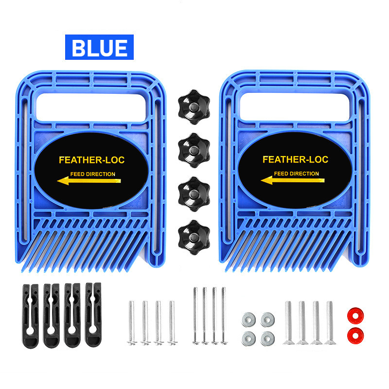 Extended Feather Loc Board Set Multi-purpose Woodworking Engraving Machine Double Featherboards Miter Gauge Slot DIY Tools: Blue Set