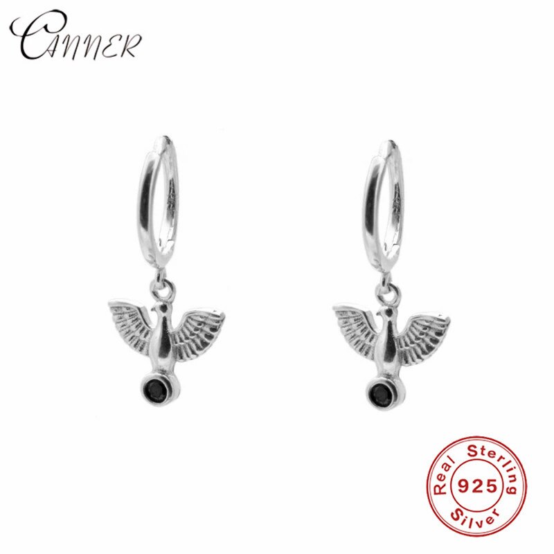 Canner 925 prata esterlina jóias para as mulheres bonito animal pombo pingente pequenos brincos de argola para meninas por atacado coreano brincos: silver