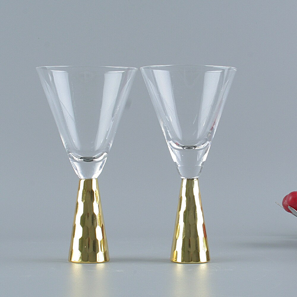 Guldbæger champagne glas krystal rødvin bæger rødvin kop dragt vin kop boble glas guld kant: 2pc