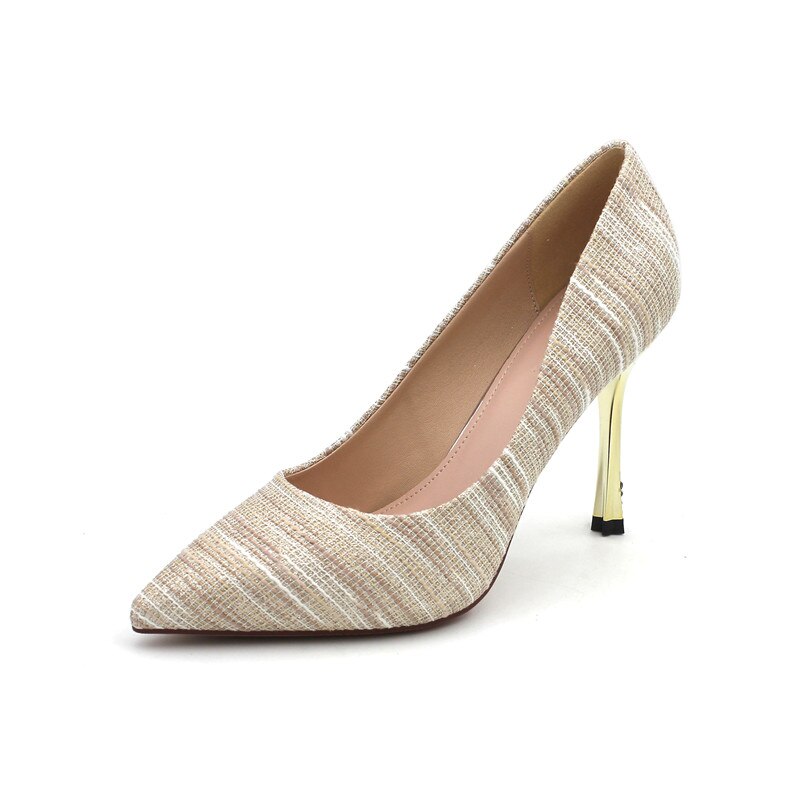 Morazora Mode Hoge Hakken Schoenen Eenvoudige Puntige Teen Stiletto Hakken Dames Partij Schoenen Ondiepe Zomer Vrouwen Pompen: Goud / 8