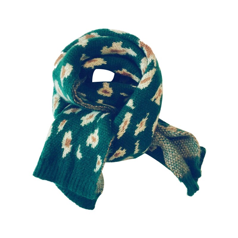 Kids Scarf Wool Knit Spring Winter Children's Scarf for Girls Boys Warm Shawl Snood Children Toddler Scarf 9 Colors: Green