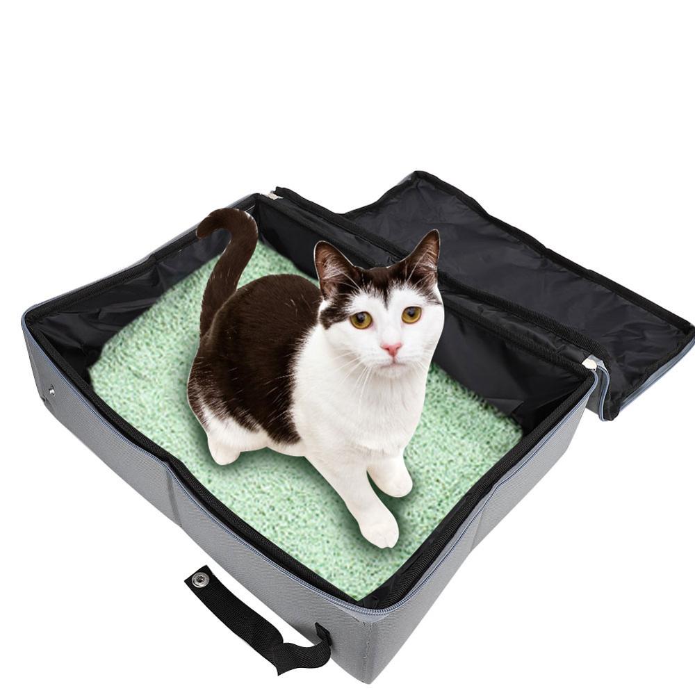 Pieghevole Del Gatto Lettiera Portatile A Casa di Viaggi di Campeggio Esterna Wc con Coperchio facile morbido animale domestico Lettiera del gatto Toilette canna lettiera del gatto