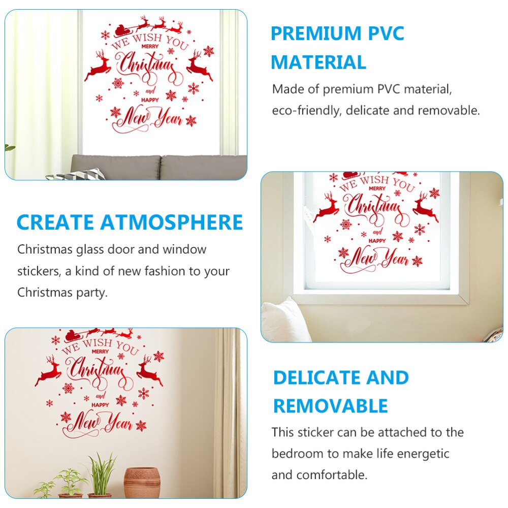 1Pc Christmas Decorative Stickers Elk Pattern Wallpaper Room Background Sticker