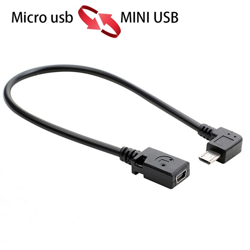 Micro USB Male To Mini USB Female Adapter Converter Data Cable 90 Degree Converter Data Cable Line
