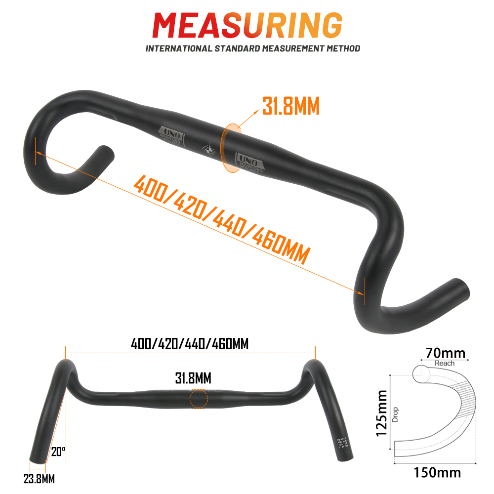 UNO FL12 Kies Fahrradlenker 31,8 x 400/420/440/460 mm Außen-Bar Ultraleichter Fahrradgriff Rennrad-Schlagstange