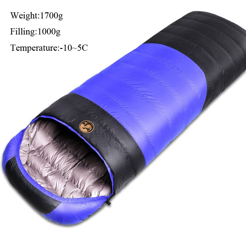 CS107 down-Filled Sleeping Bag (800G, 1000G, 1200G) Autumn and Winter Duck down Adult Sleeping Bag can be spliced together: blue 1000g