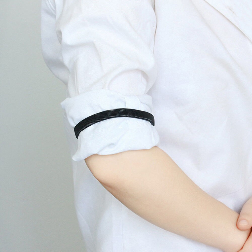 Metal Solid Color Unisex Spring Cuff Armband Men Ladies Shirt Sleeve Holders Metal Arm Bands Hold Ups Garter Elasticated Band
