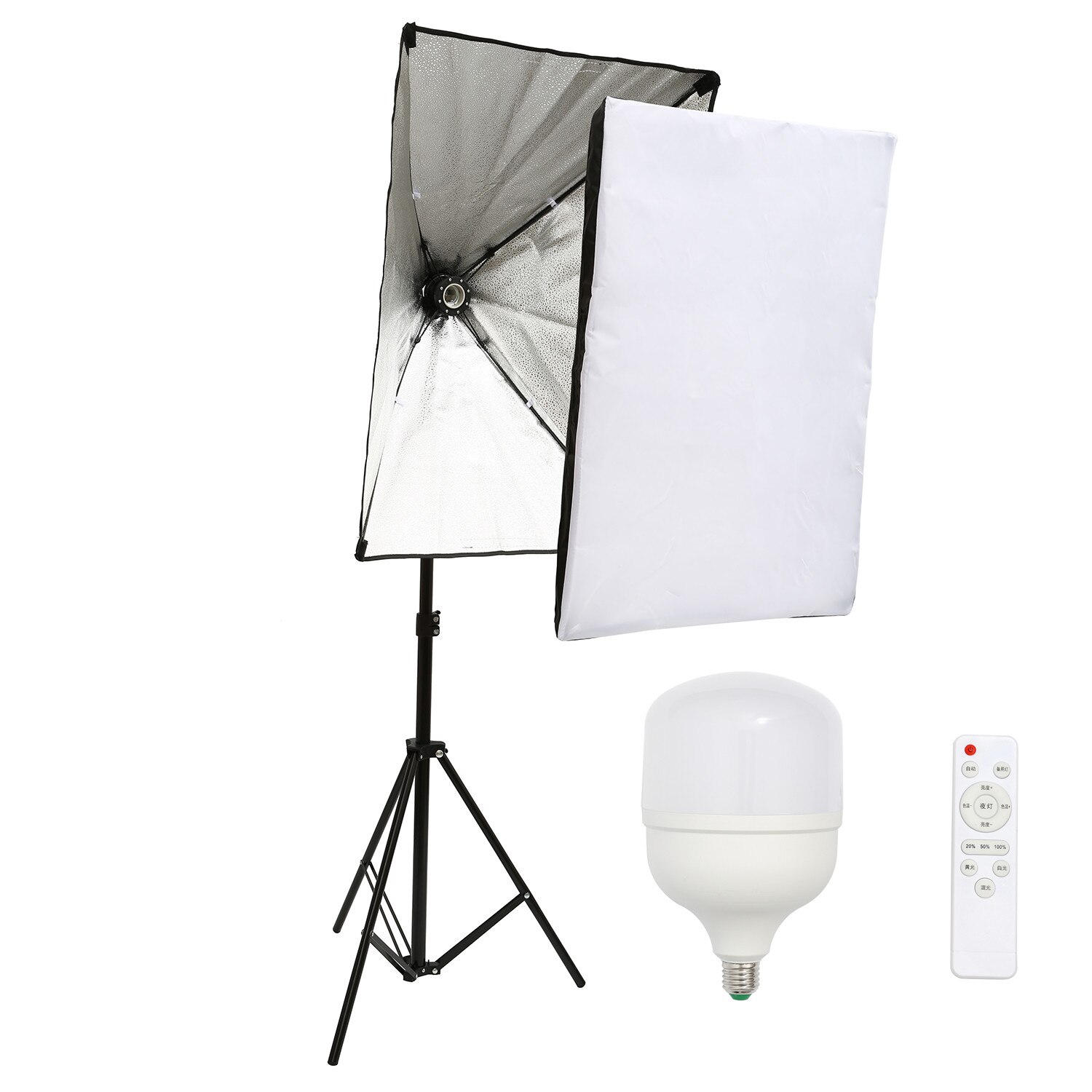 Photography Lighting Kit - 2M Tripod Stand + Softbox + 50W Dimmable LED Lamp for Video Shooting