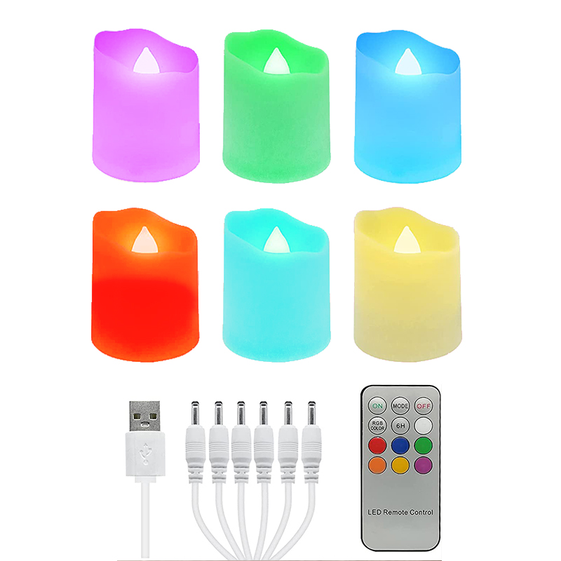6/12 Stck LED Kerzen Usb Aufladbare Teelichter Timer Fernbedienung Farbe Ändern Flammenlose Flimmern Für Heimat Dekorative Kerze: 6 Stck