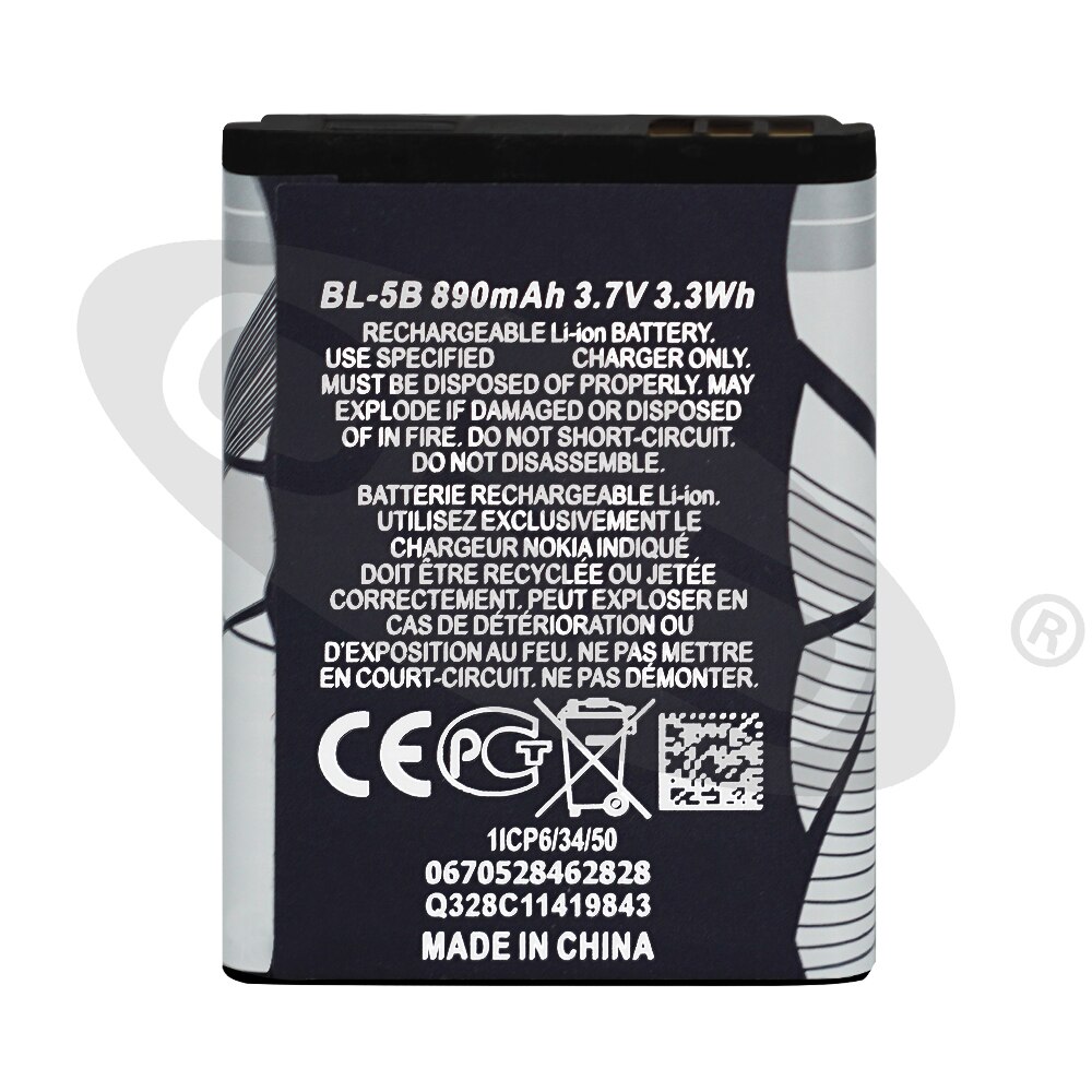 Ohd Originele BL-5B BL5B Bl 5B Batterij Voor Nokia 5320XM 6020 6021 6060 6070 6080 6120C 6122C 6124C 890Mah