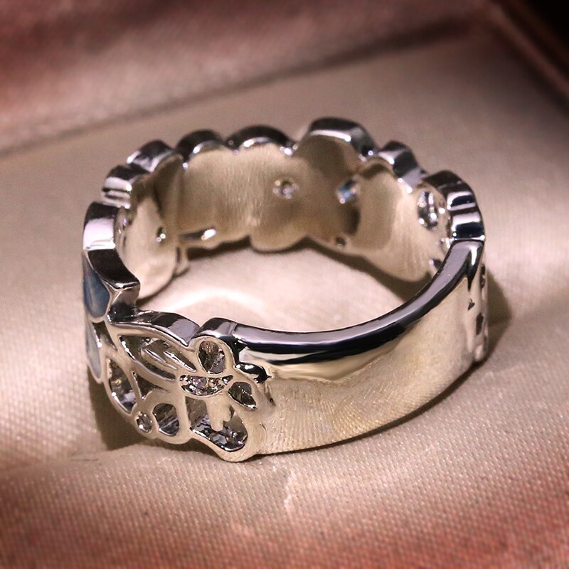 Mode Bloem Ringen voor Vrouwen Zirconia Ring Partij Sieraden Emaille ring sieraden