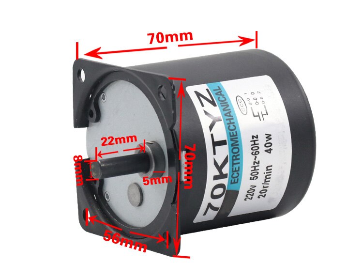 220V AC 40W Gear Motor 70KTYZ Permanent Magnetic Synchronous Motor 2.5RPM 5RPM 10RPM 15RPM 20RPM 30RPM 40RPM 50RPM 60RPM