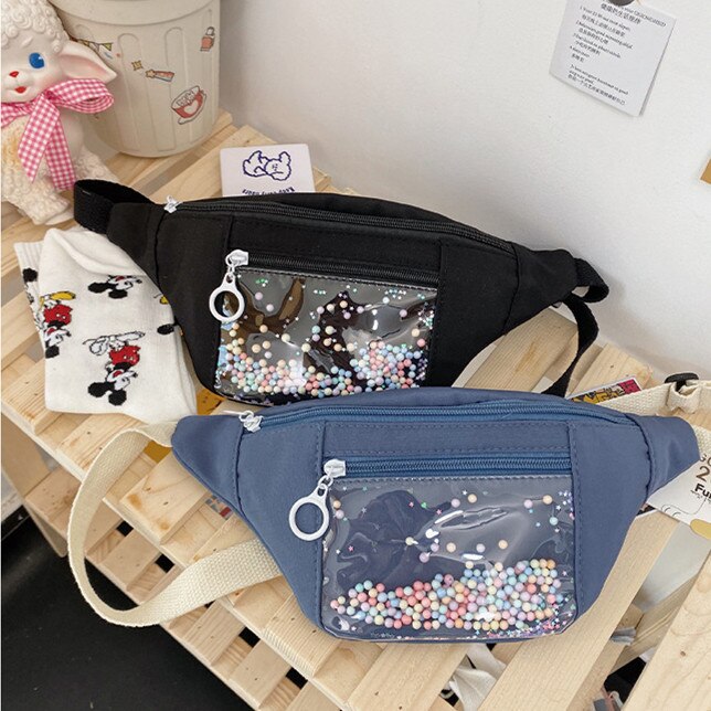 Giappone delle donne di stile della cinghia del sacchetto trasparente borsa di tela petto casuale movimento delle donne sacchetti di spalla di proprietà della chiusura lampo del sacchetto crossbody borse