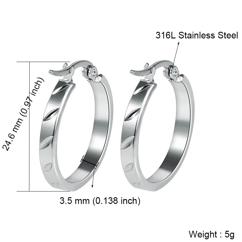 Brincos de ouro de aço inoxidável para mulheres hoop rock brincos na moda jóias goth acessórios: D1362 Silver