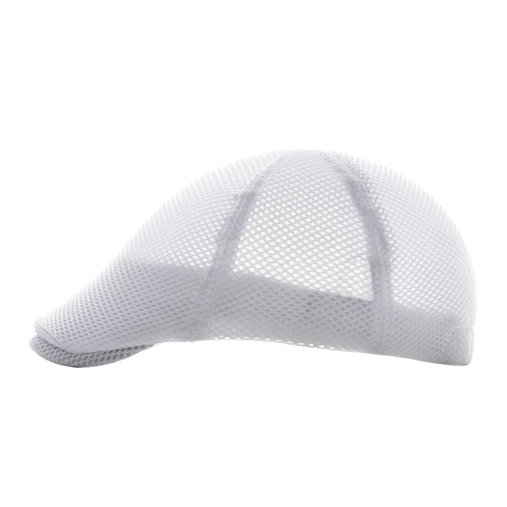 VOBOOM Summer White Net Flat Cap Men Women 6 Panel Newsboy Caps Lightweight Breathable Beret Hat Airy Driver Headgear 125