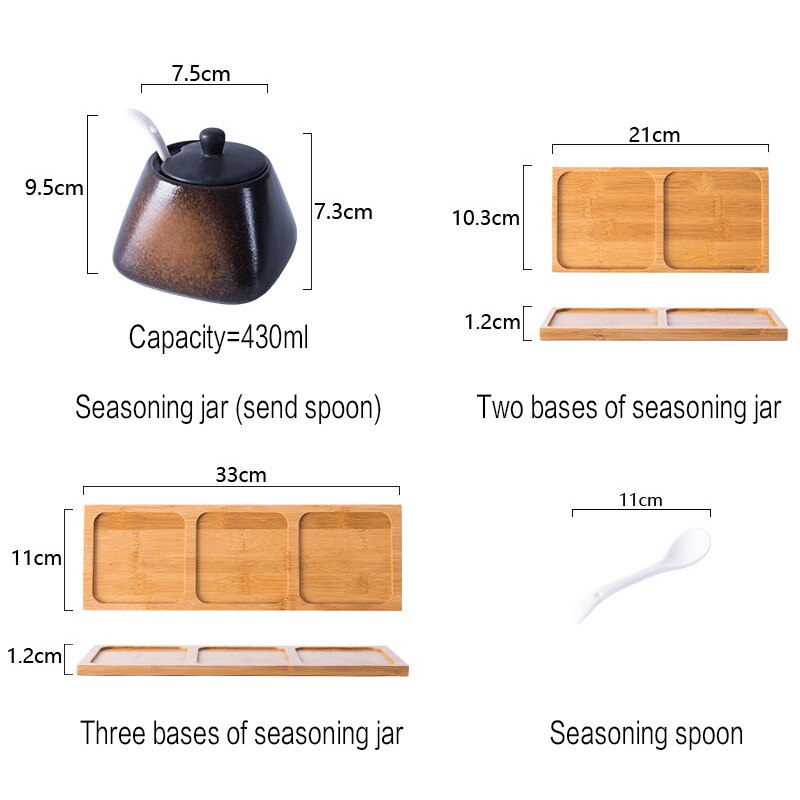 Spice Jar Ceramic Spice Box Household Kitchen Spice Jar Set Chili Jar Combination Salt Monosodium Glutamate Condiment Bottle