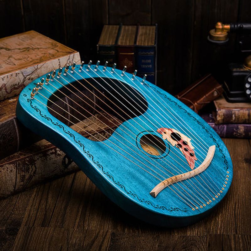 Arpa Legno Mogano - 16 Corde 16 Toni - Strumento Musicale Lira Portatile per Principianti