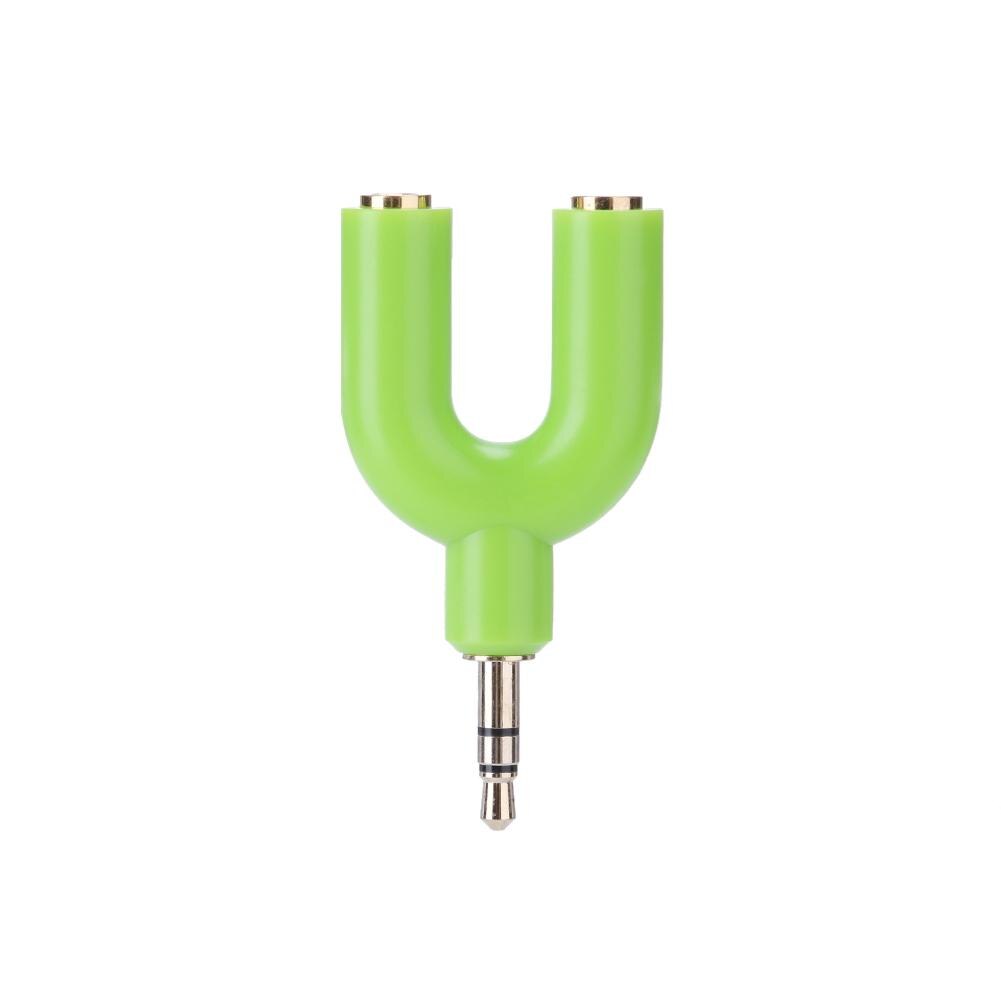 3.5mm Extension Earphone Headset Audio Splitter 1 Male to 2 Female Cable Adapter Portable Metal+Plastics Converter Connector: green