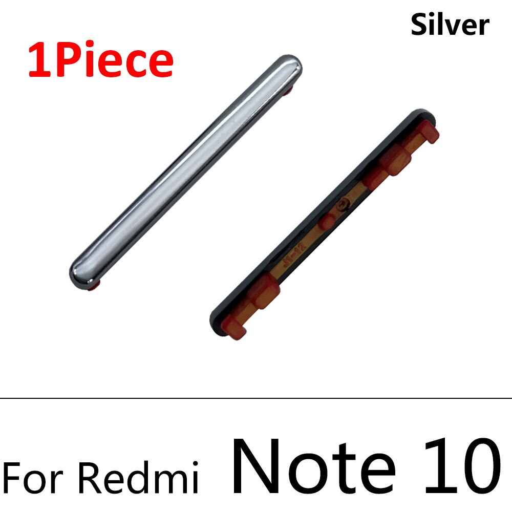 Touche d&#39;alimentation latérale et bouton de Volume de remplacement, pour Xiaomi Redmi Note 9S 9 Pro Note 10 Pro: Note 10 Silver