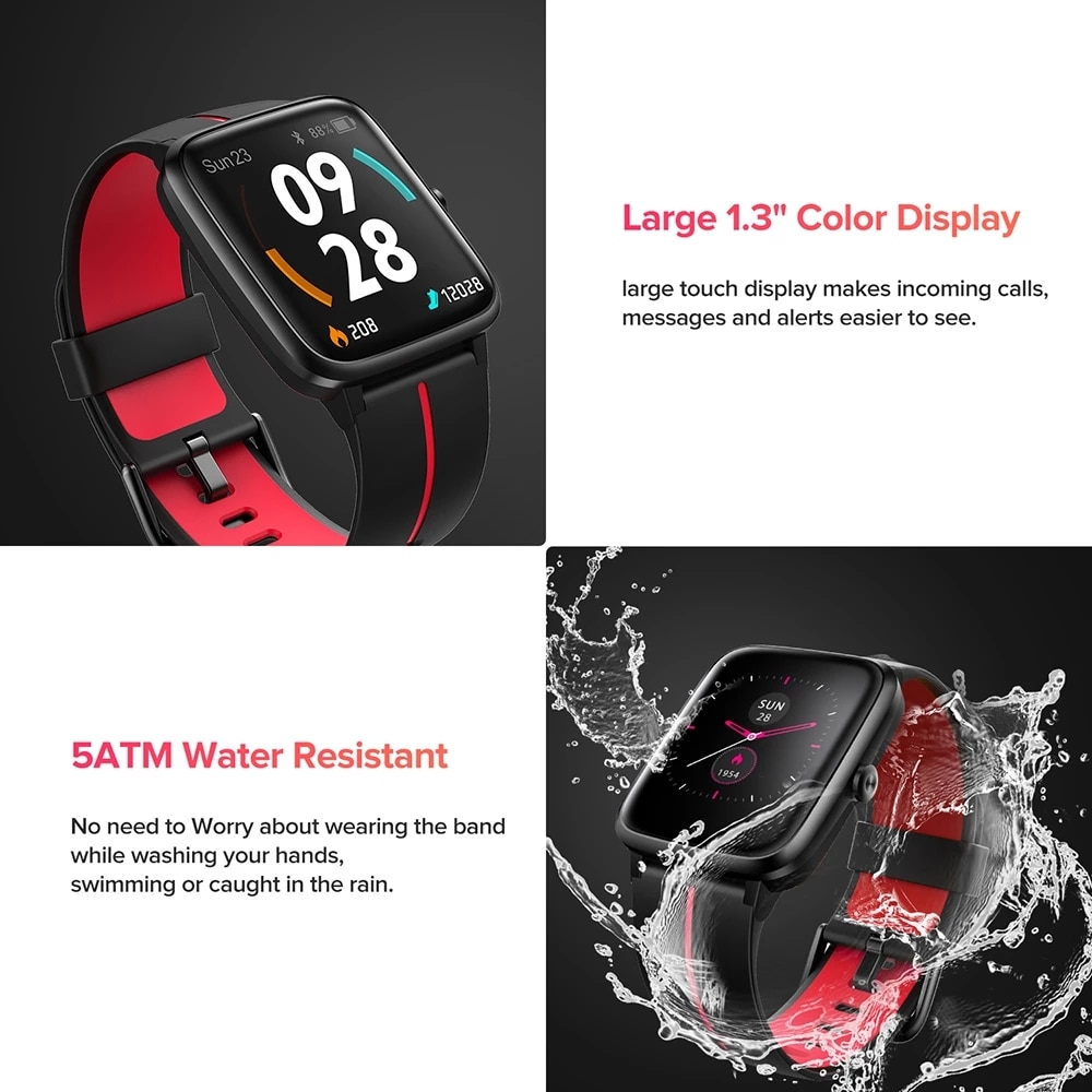 Ulefone montre GPS Smartwatch intégré GPS 5ATM bande étanche surveillance du sommeil de la fréquence cardiaque pour Android IOS montre intelligente