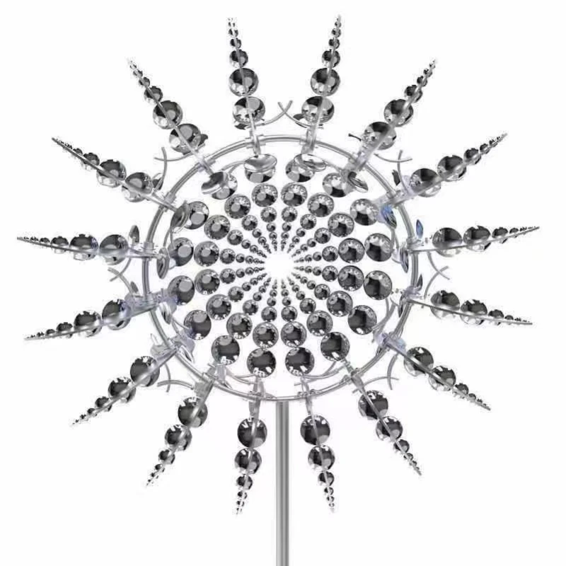Unieke En Magische Metalen Windmolen 3D Wind Aangedreven Kinetische Sculptuur Gazon Metalen Wind Solar Spinners Erf En Tuin Decor: Rose