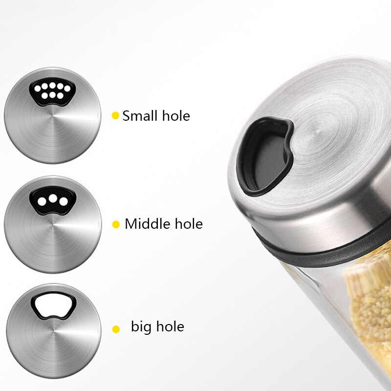 High borosilicate kitchen glass seasoning jar sauce vinegar salt condiment airtight bottle pepper spice shaker with rotating lid